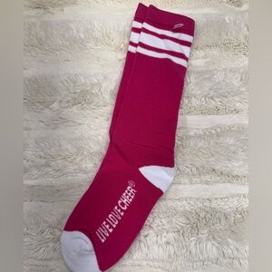 Pink and White Socks Live Love Cheer